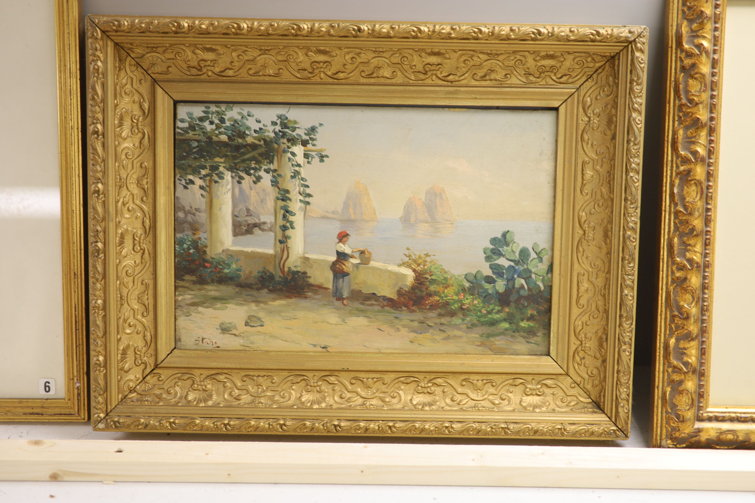 Italian School, oil on panel, Neapolitan coastal landscape, indistinctly signed Stani, 19 x 29cm
